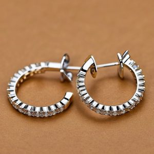 Classic Round Diamond Hoop Earrings