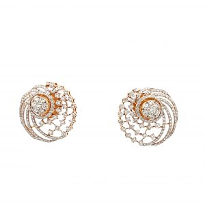 Exquisite Spiral Stud Earrings with Diamond Accents OE523