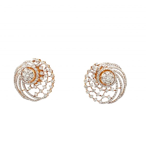 Exquisite Spiral Stud Earrings with Diamond Accents OE523
