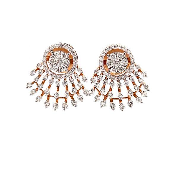 Radiant Crystal Cascade Stud Earrings 14k