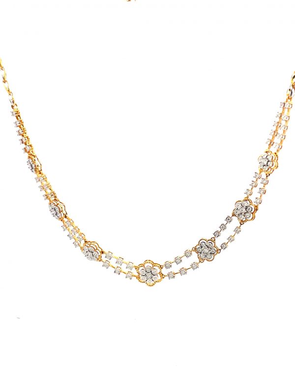 Floral Diamond Gold Necklace