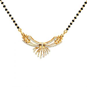 Elegant Gold Mangalsutra Necklace with Diamond Accents OP269