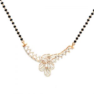 Elegant Floral Diamond-Studded Gold-Plated Mangalsutra OP271