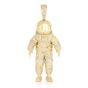 Diamond-Studded Astronaut Pendant