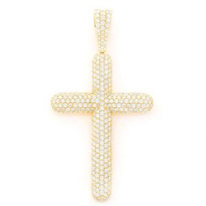 18K Gold-Plated Cross Pendant with Sparkling Natural Diamonds.