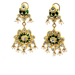 Royal Kundan & Meenakari Chandbali Earrings